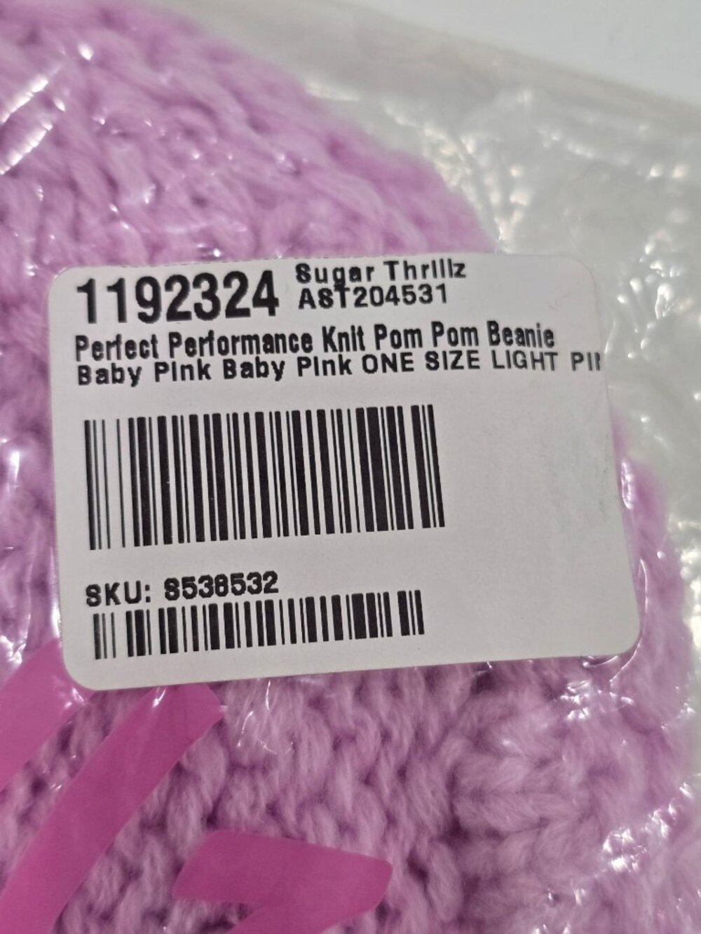 Sugar Thrillz ✦ Baby Pink Knit Pom Pom Beanie ✦ Soft Winter Hat Lightweight Warm - Picture 5 of 7